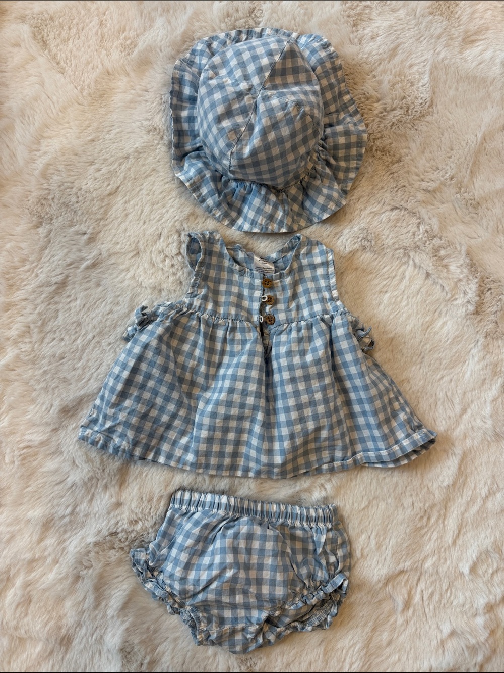 Minnow Oasis Blue Gingham Bloomer Set Blue & White Dress Set